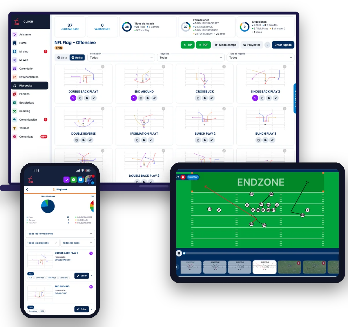 CLOOB playbook on laptop, tablet and phone
