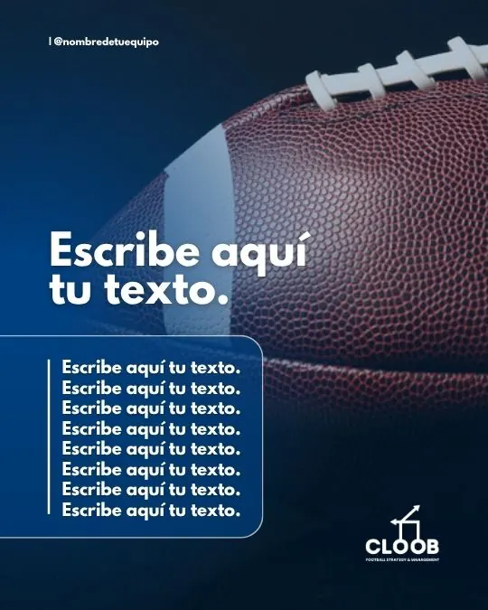 Plantilla con foto de un balón de football y lista de puntos