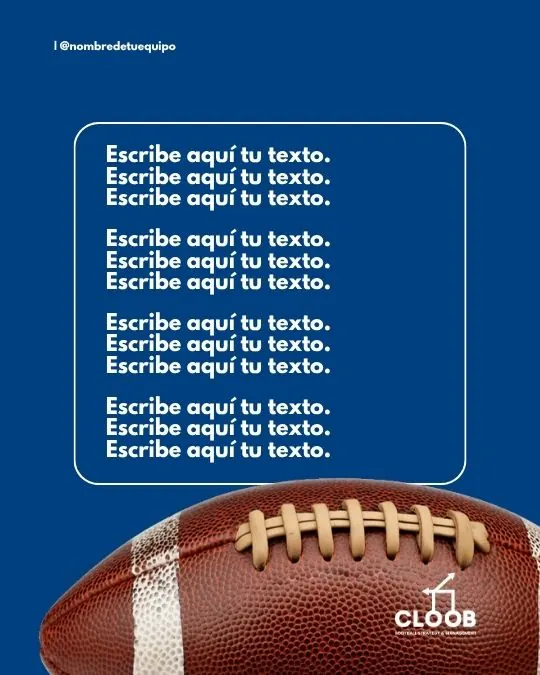 Plantilla azul con recuadro de texto y balón