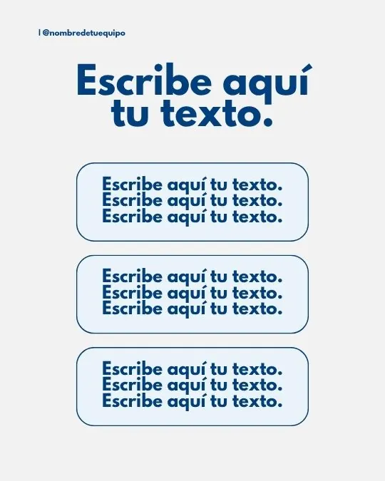 Plantilla de fondo claro con tres tarjetas de texto