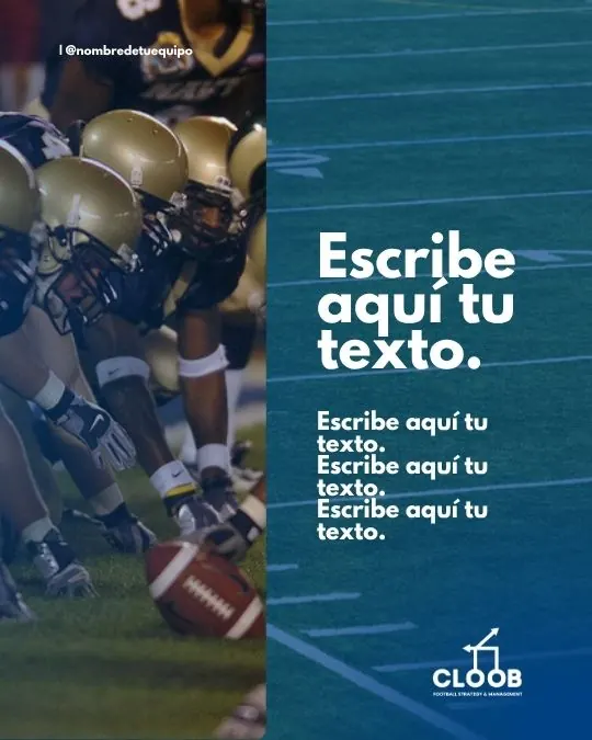 Plantilla con foto de línea ofensiva y bloque de texto