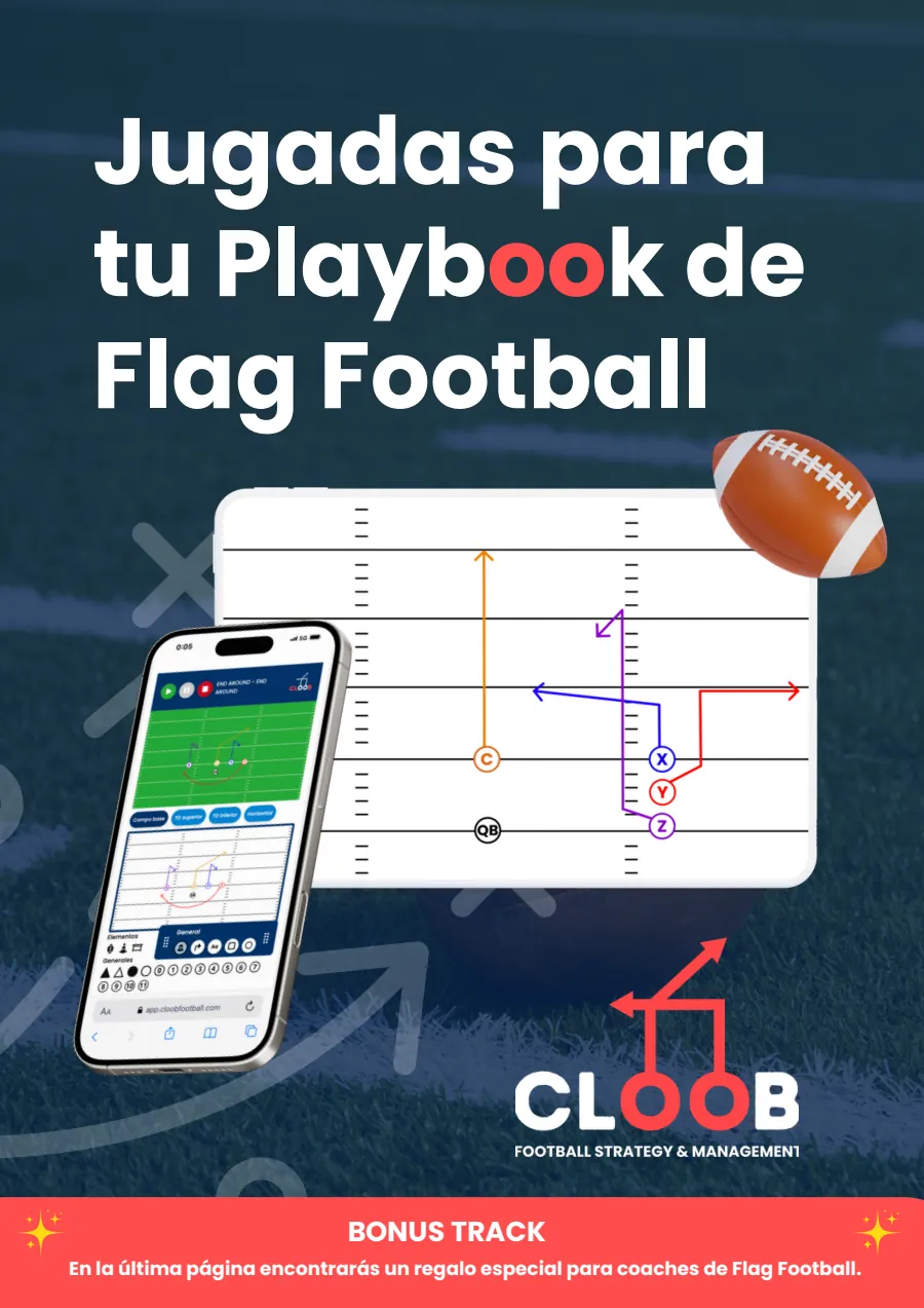 Portada del eBook Jugadas para tu playbook de flag football, de CLOOB